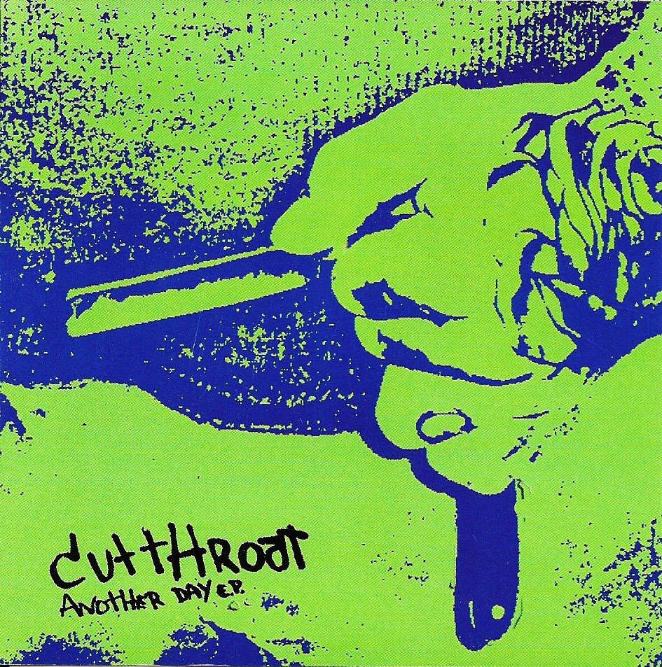 Another Day E.P. cover, lime and blue screen print of a singer.