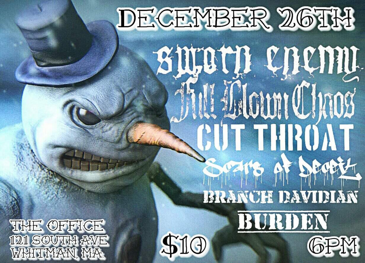 December 26 flyer for The Office in Whitman, Massachusetts. Cut Throat's last show.
